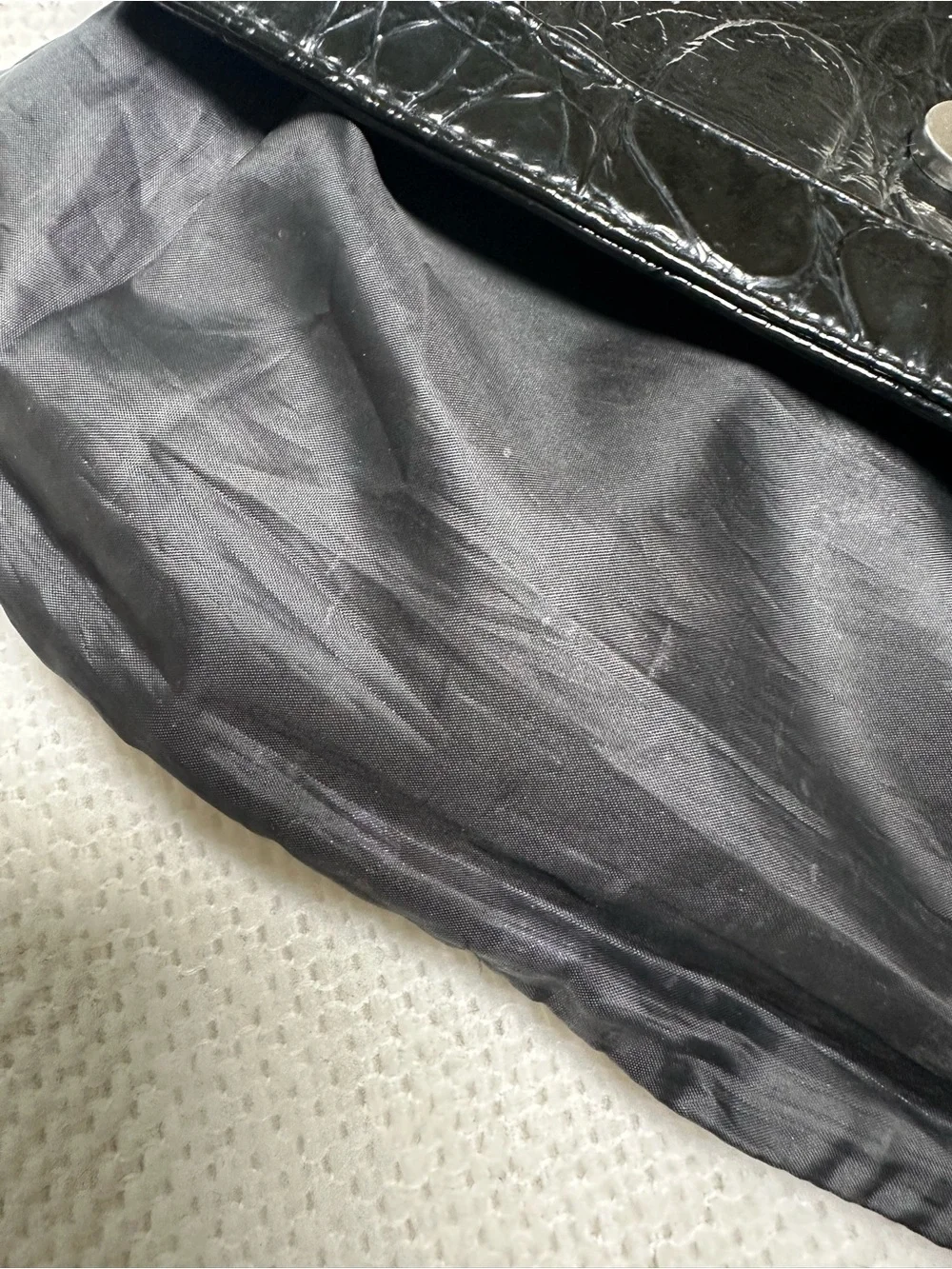 Giannini Black Faux Croc Patent Leather Clutch Wristlet